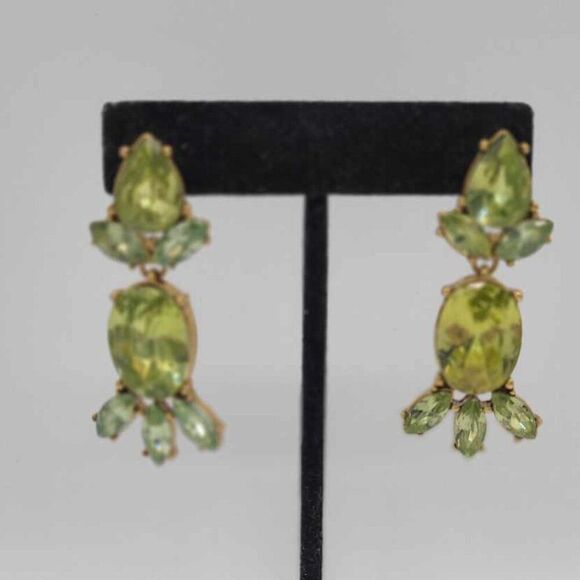 J. Crew Gold and Green Frog Earrings - Picture 1 of 7